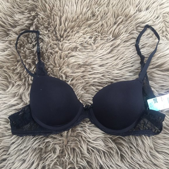 NWT Fruit of the Loom black lace push up bra - 34B - Picture 1 of 6